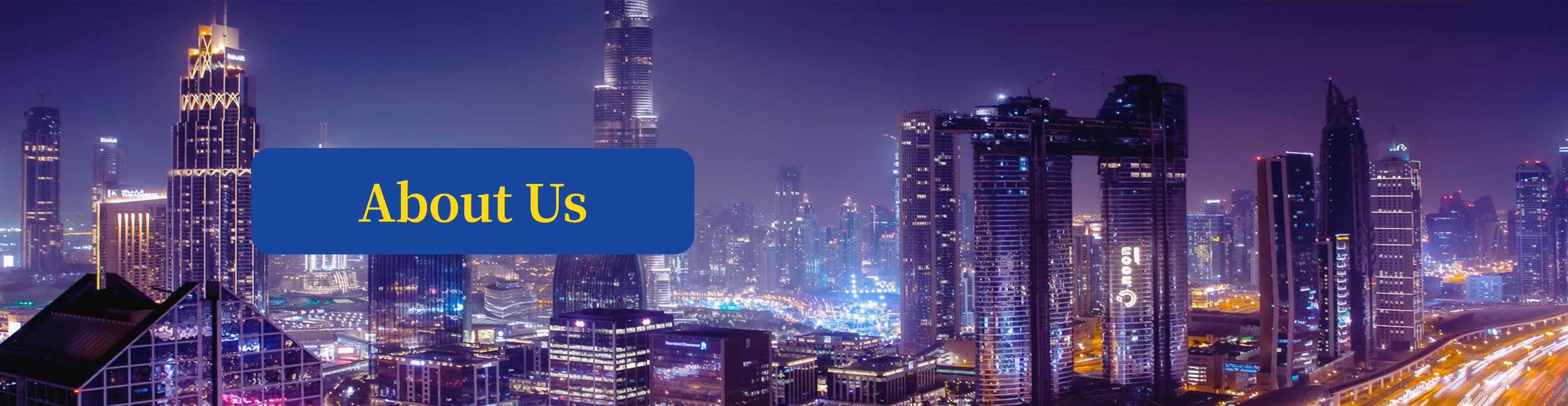 Night skyline of a modern city with illuminated skyscrapers